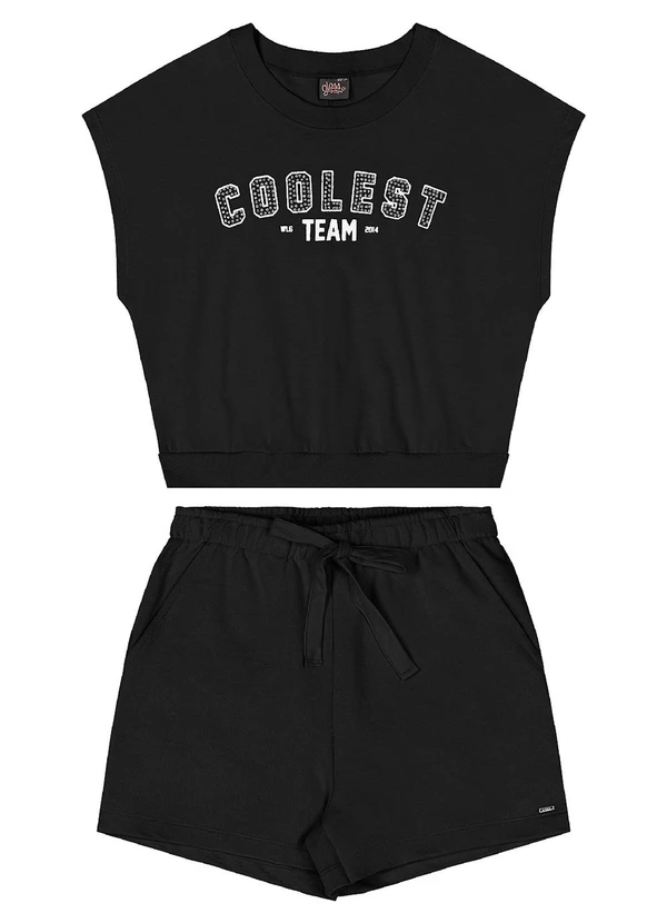 Gloss - Conjunto Blusa Short Moletom Preto 2