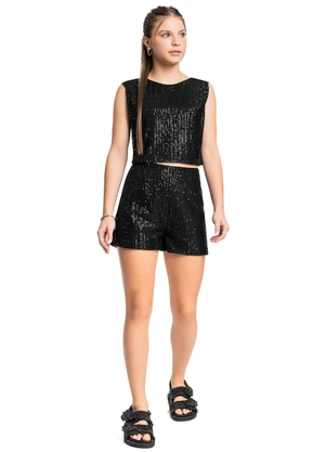 Gloss - Conjunto Blusa Short Moletom Preto - GLOSS