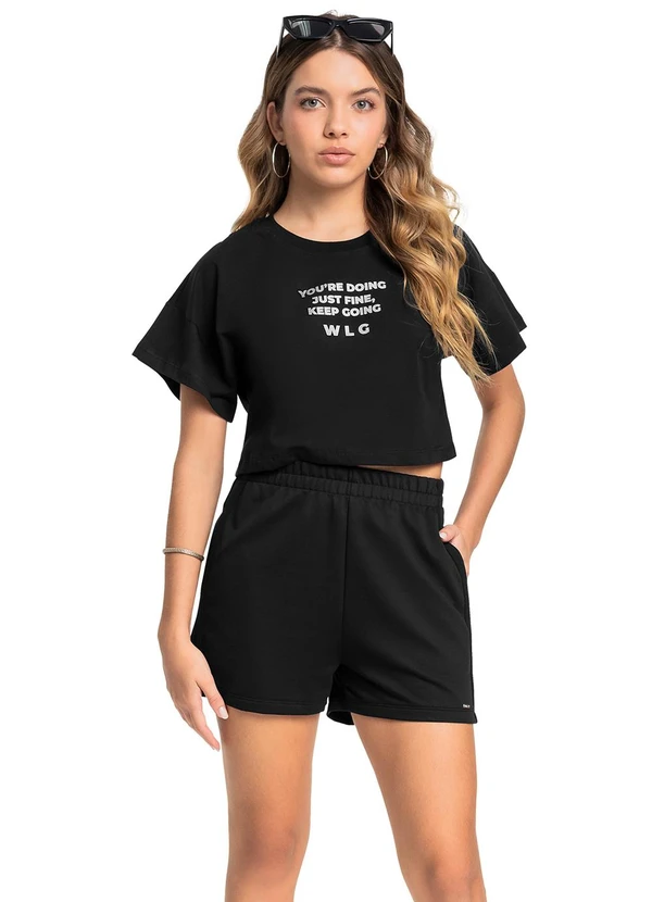 Gloss - Conjunto Blusa Short Moletom Gloss Preto