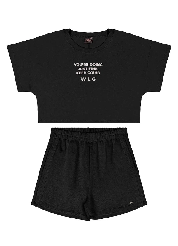 Gloss - Conjunto Blusa Short Moletom Preto 3