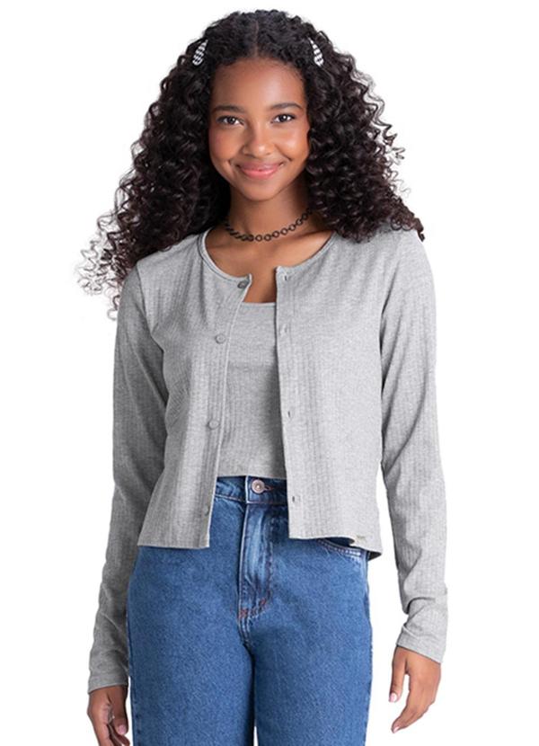 Rezzato - Conjunto Cardigan e Top Feminino Cinza
