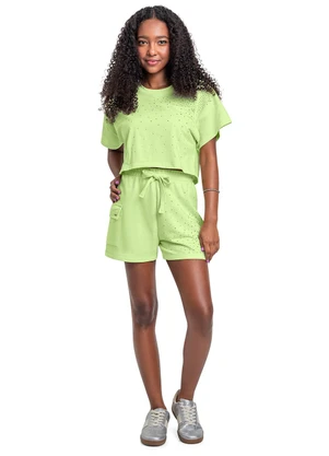 Gloss - Conjunto com Blusa e Short com Strass Verde - GLOSS
