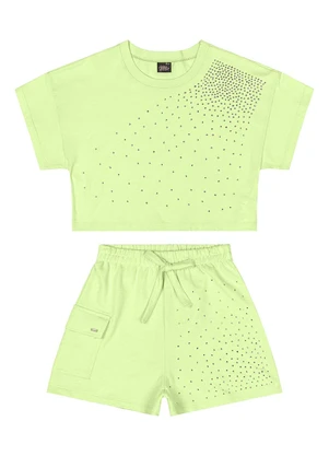 Gloss - Conjunto com Blusa e Short com Strass Verde - GLOSS