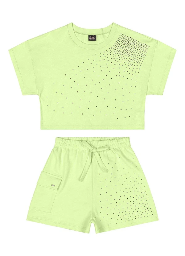 Gloss - Conjunto com Blusa e Short com Strass Verde 2