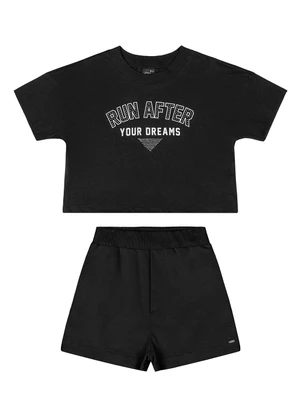 Gloss - Conjunto com Blusa e Short Juvenil Preto - GLOSS