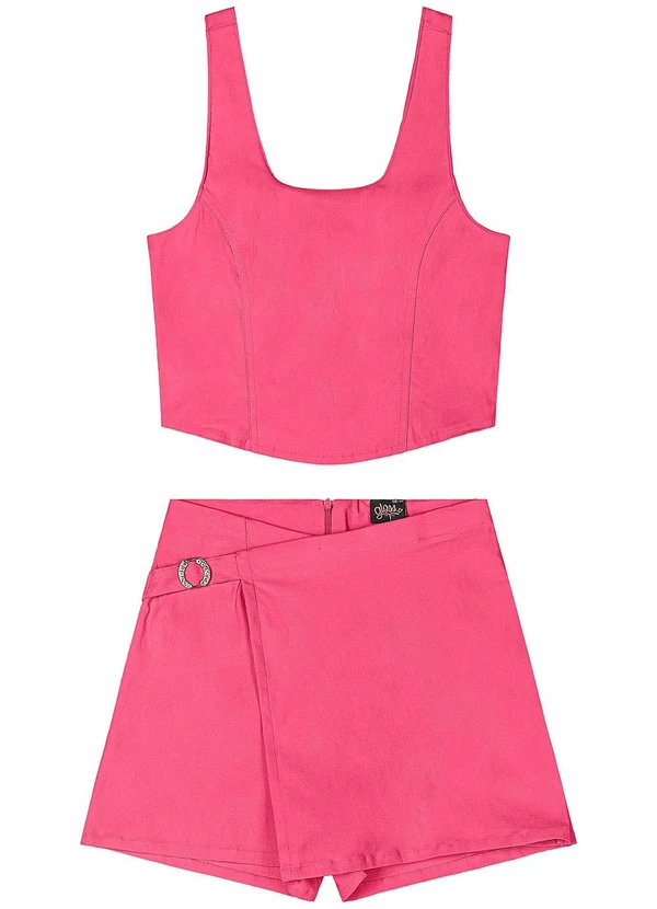 Gloss - Conjunto com Top e Short-Saia Juvenil Rosa 3