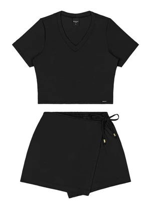 Outlet - Conjunto com Transpasse Teen Feminino Preto - OUTLET