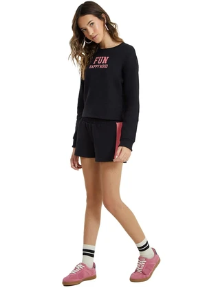 Amora - Conjunto em Moletinho Teen Menina Preto - AMORA