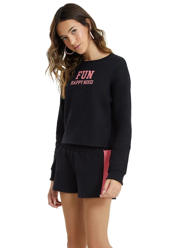 Amora - Conjunto em Moletinho Teen Menina Preto