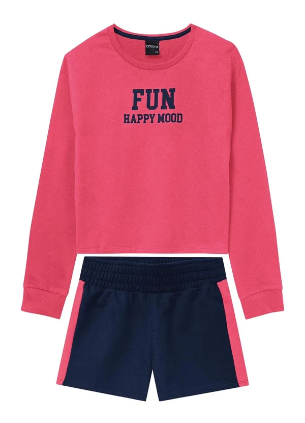 Amora - Conjunto em Moletinho Teen Menina Vermelho