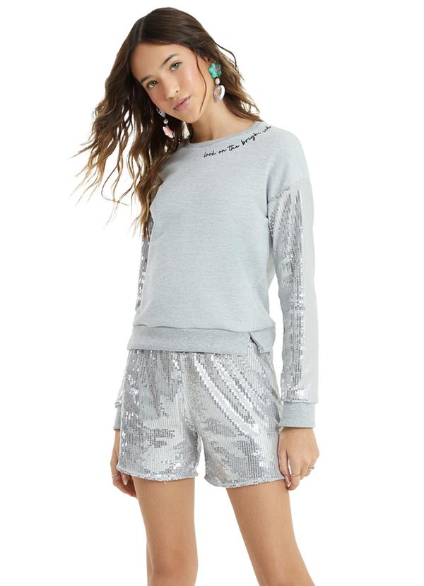 Amora - Conjunto em Paetê Teen Menina Cinza