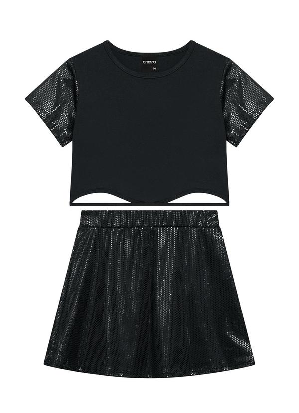 Amora - Conjunto em Paetê Teen Menina Preto 3