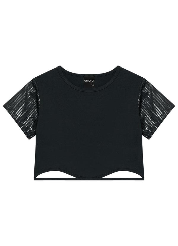 Amora - Conjunto em Paetê Teen Menina Preto 4