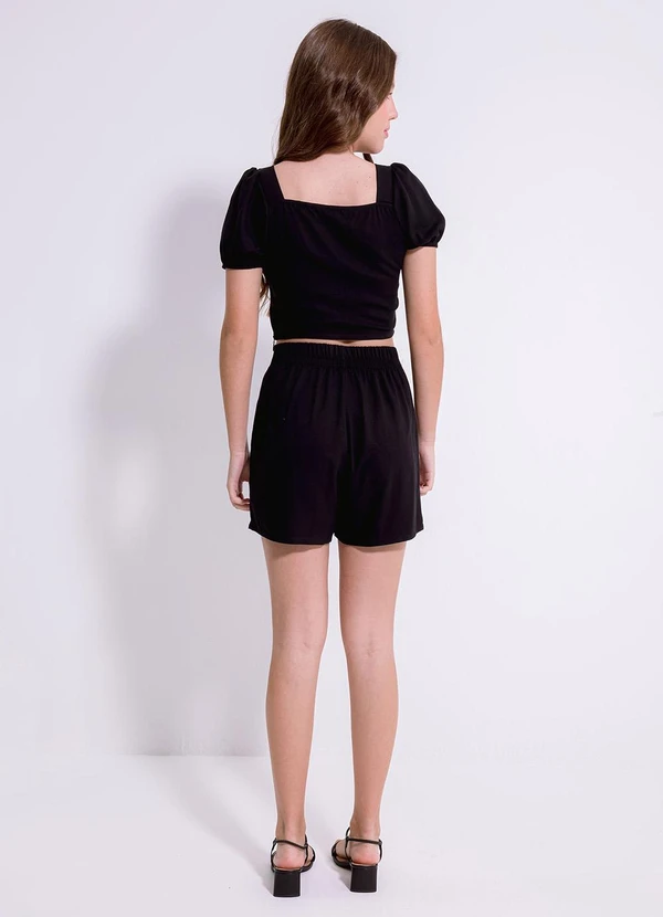 Cativa Teen - Conjunto em Tecido Texturizado  Preto 2