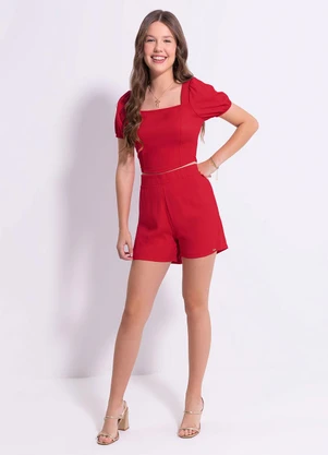 Cativa Teen - Conjunto em Tecido Texturizado  Vermelho - CATIVA TEEN