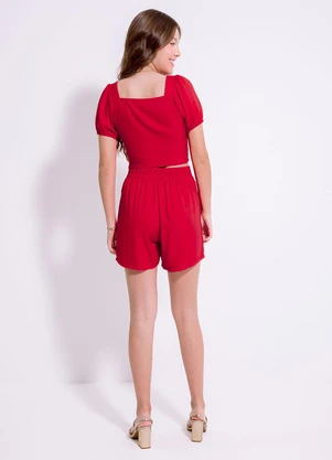 Cativa You - Conjunto em Tecido Texturizado  Vermelho - CATIVA YOU