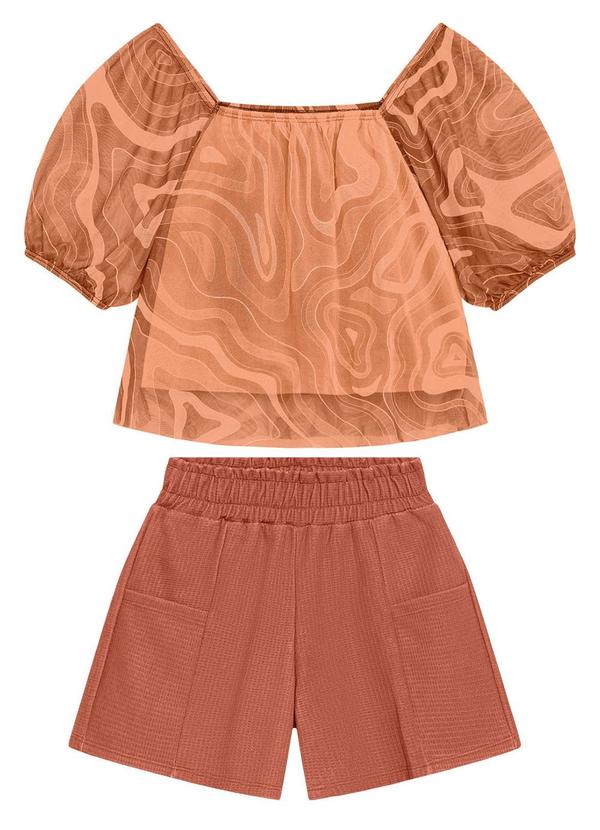 Amora - Conjunto em Tule Teen Menina Laranja