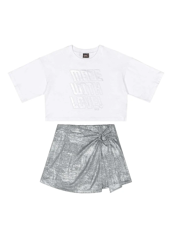 Gloss - Conjunto Juvenil com Blusa e Saia Branco 3