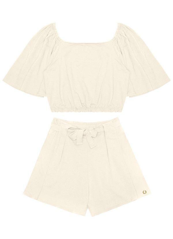 Minty - Conjunto Juvenil Cropped com Shorts Bege