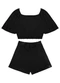 Minty - Conjunto Juvenil Cropped com Shorts em Vermelho - variação: Preto