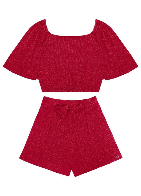 Minty - Conjunto Juvenil Cropped com Shorts em Vermelho