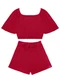 Minty - Conjunto Juvenil Cropped com Shorts em Vermelho - variação: Vermelho