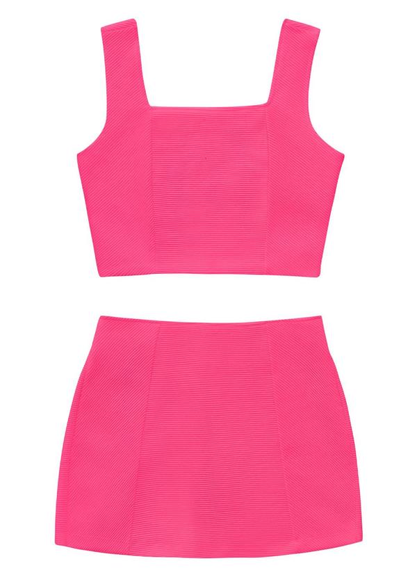 Minty - Conjunto Juvenil Cropped e Shorts Saia Rosa