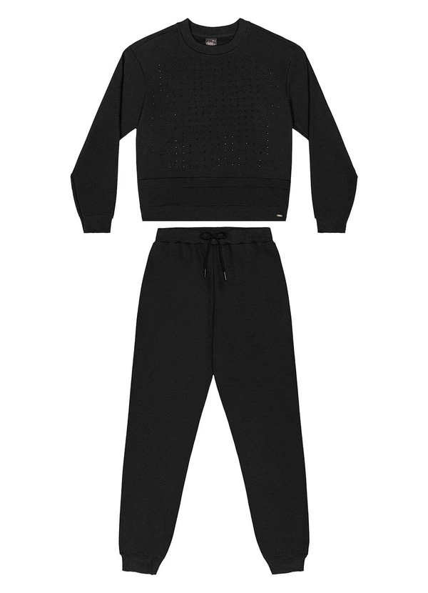 Gloss - Conjunto Juvenil em Moletom com Strass Preto 3