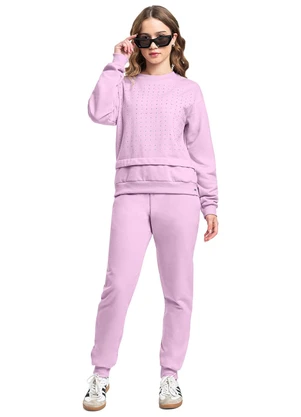 Gloss - Conjunto Juvenil em Moletom com Strass Rosa - GLOSS