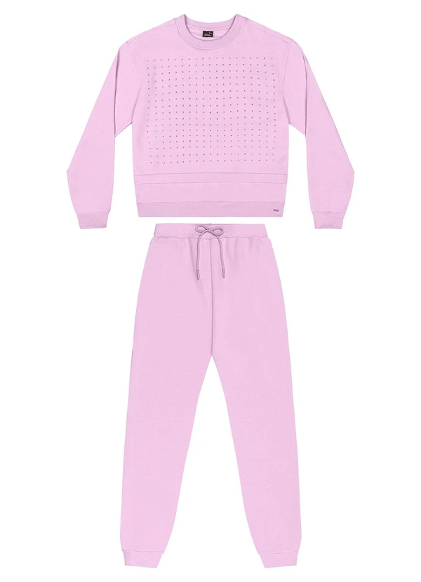 Gloss - Conjunto Juvenil em Moletom com Strass Rosa 3