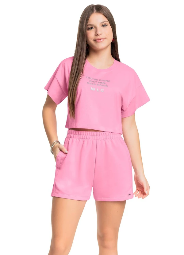 Gloss - Conjunto Juvenil em Moletom sem Felpa Rosa