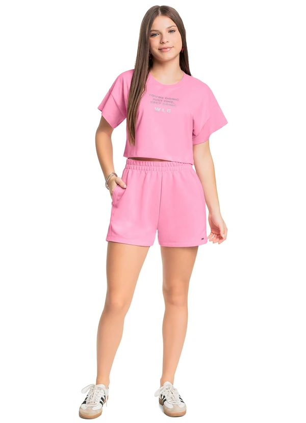 Gloss - Conjunto Juvenil em Moletom sem Felpa Rosa 2