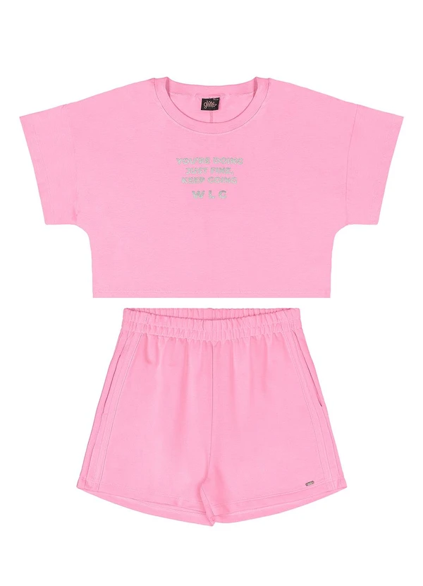 Gloss - Conjunto Juvenil em Moletom sem Felpa Rosa 3
