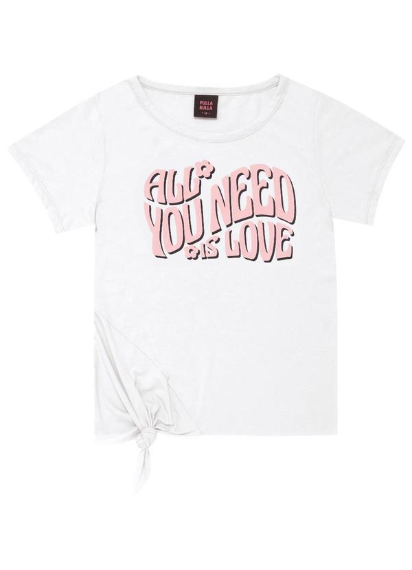 Pulla Bulla - Conjunto Manga Curta Meia Malha Menina Branco 2