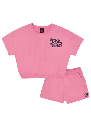 Pulla Bulla - Conjunto Meia Malha Menina Rosa - PULLA BULLA