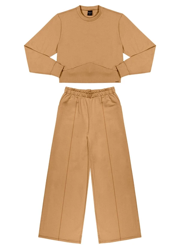 Conjunto Moletom Pantalona Feminino Marrom Alenice