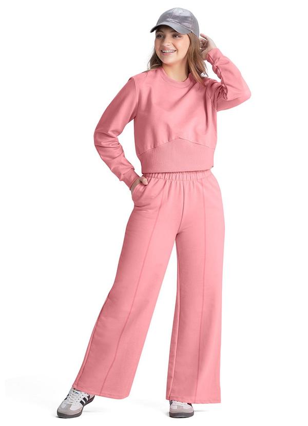 Rezzato - Conjunto Moletom Pantalona Feminino Rosa 