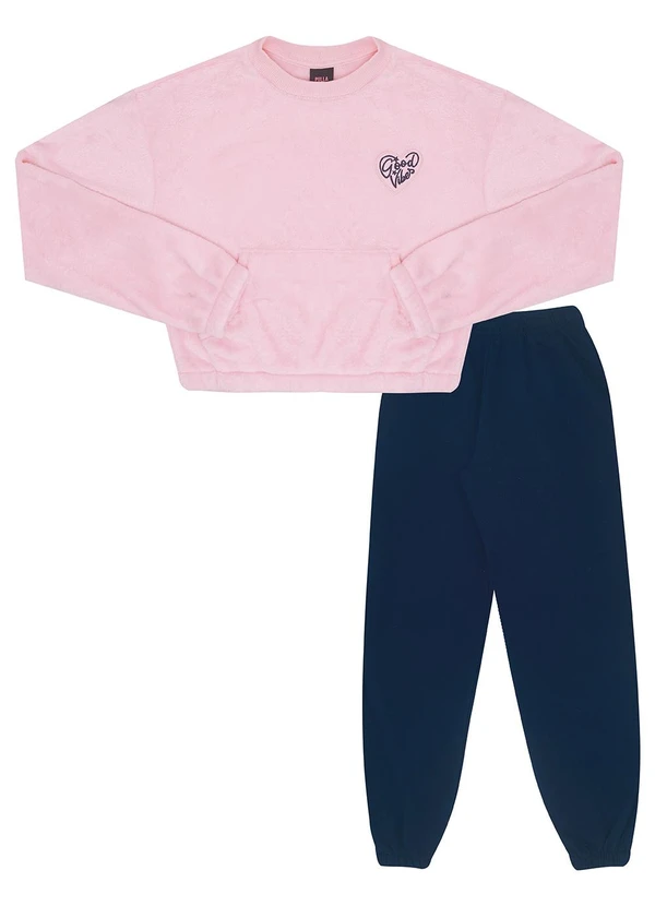 Pulla Bulla - Conjunto Pelo e Moletom Rosa