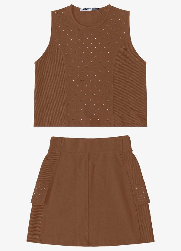 Minty - Conjunto Regata com Saia Feminino Marrom