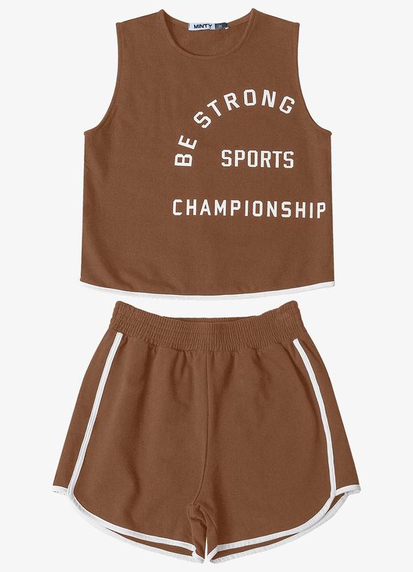 Minty - Conjunto Regata com Shorts Feminino Marrom