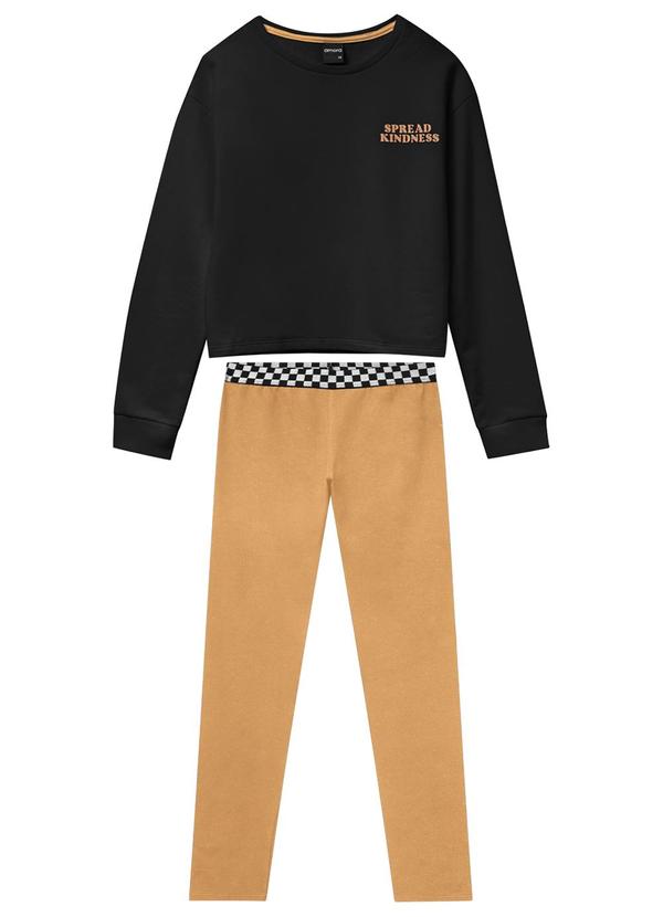 Amora - Conjunto Teen Menina Manga Longa Preto