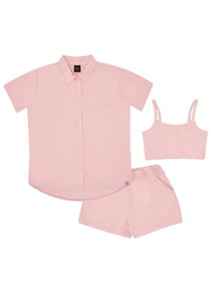 Pulla Bulla - Conjunto Tricoline Menina Rosa - PULLA BULLA