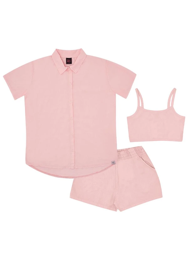 Pulla Bulla - Conjunto Tricoline Menina Rosa
