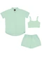 Pulla Bulla - Conjunto Tricoline Menina Rosa - variação: Verde