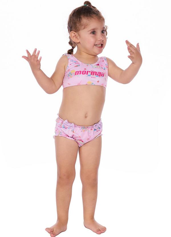 Mormaii - Biquíni Bebê Top Regata e Tapa Fralda Rosa