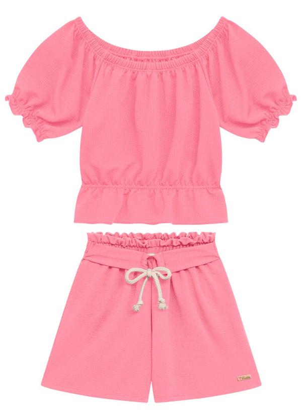 Duduka - Camiseta Infantil Blusa e Short Menina Rosa 1