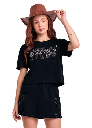 Fakini Kids - Cj.Blusa/Saia Preto - FAKINI KIDS