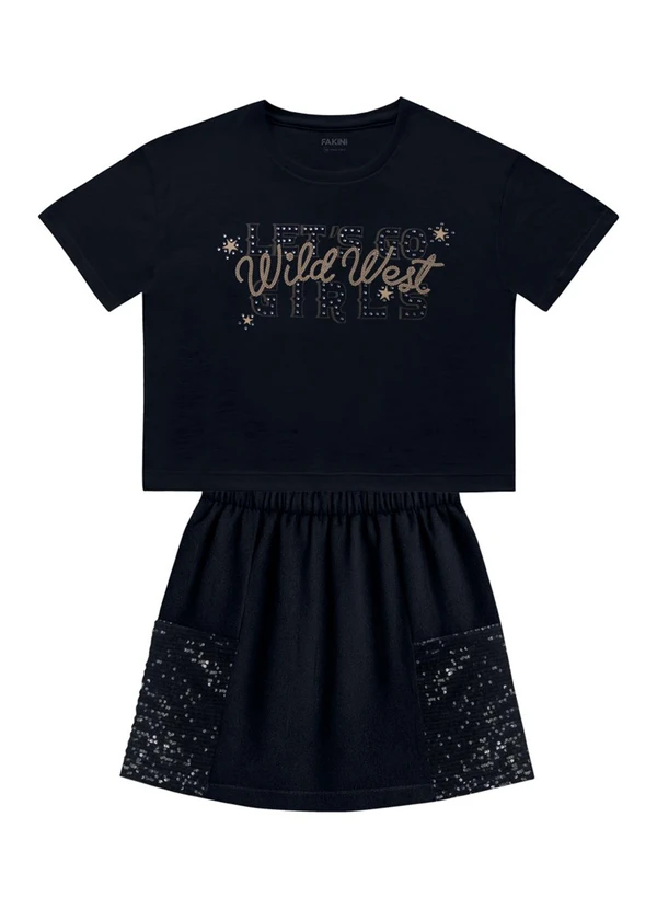 Fakini Kids - Cj.Blusa/Saia Preto 3