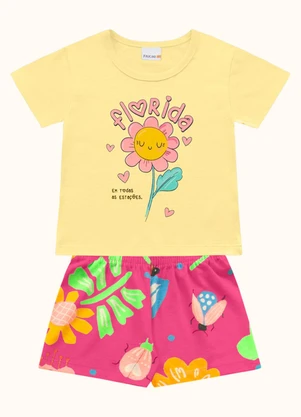 Fakini Kids - Cj.Blusa/Short Amarelo - FAKINI KIDS