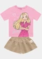 Fakini Kids - Cj.Blusa/Short Barbie Preto - variação: Rosa